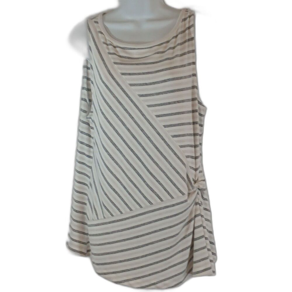 Banana Republic Top White  Stripes Mock Wrap Sz L